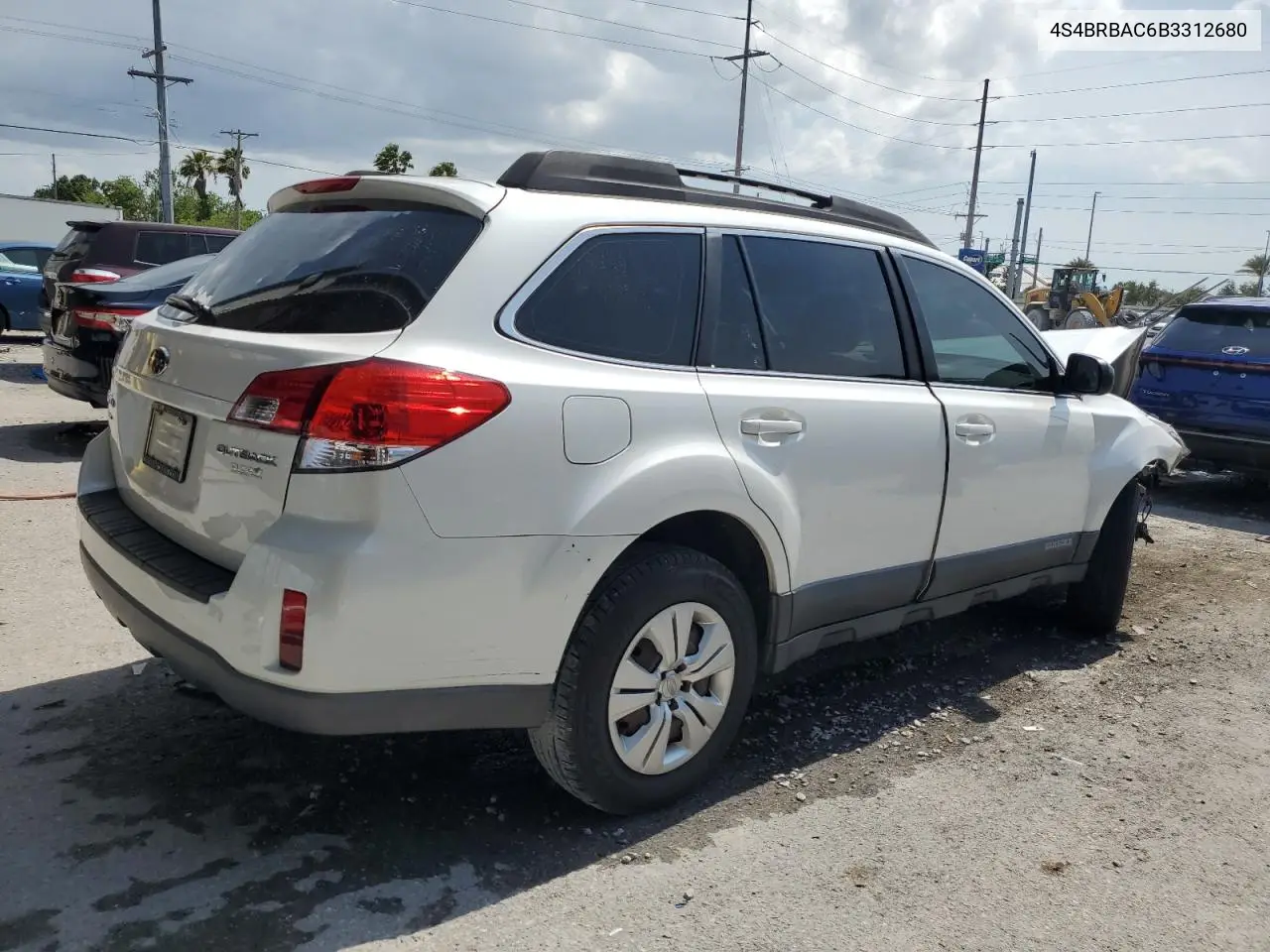 2011 Subaru Outback 2.5I VIN: 4S4BRBAC6B3312680 Lot: 58950495