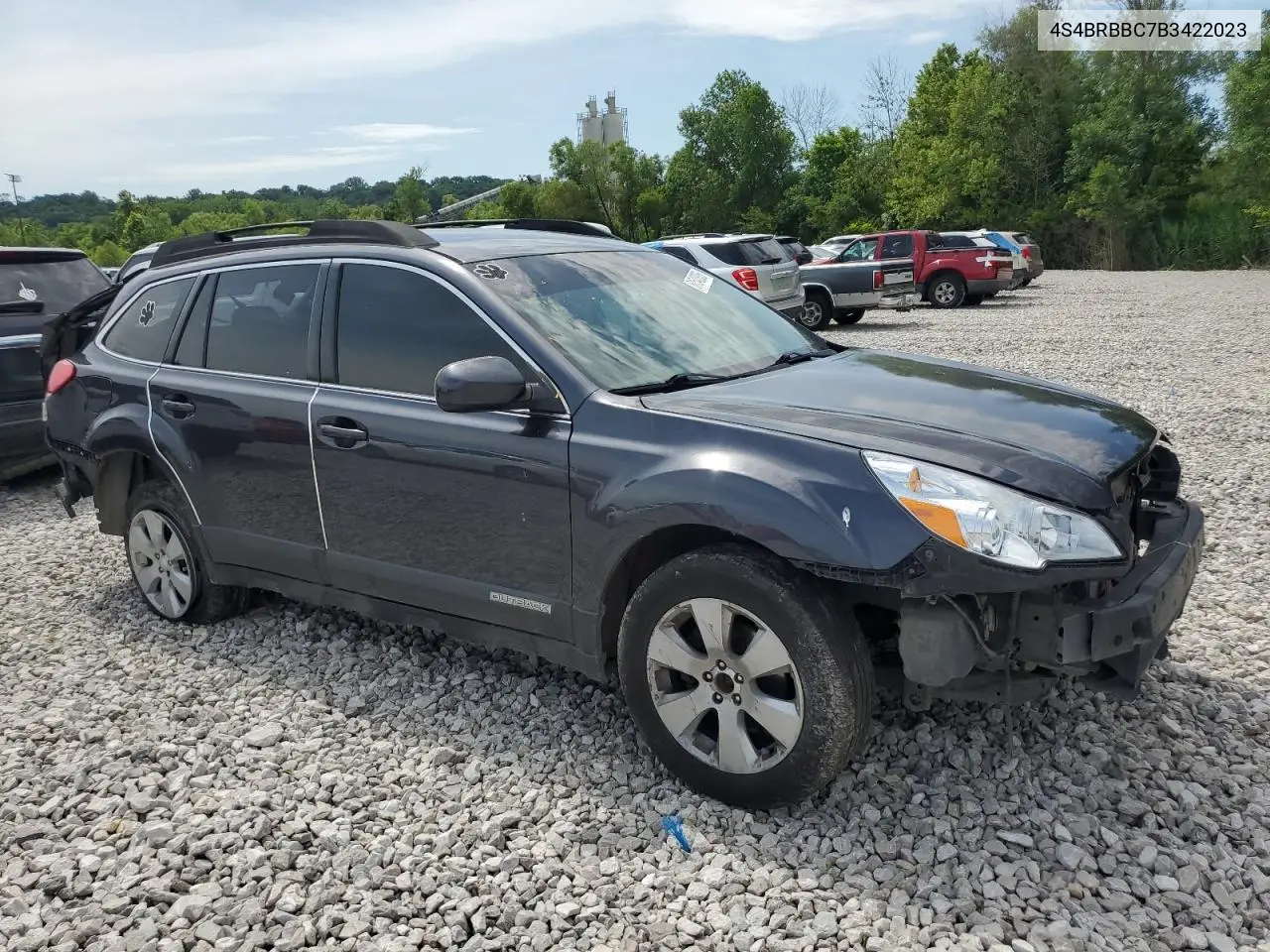2011 Subaru Outback 2.5I Premium VIN: 4S4BRBBC7B3422023 Lot: 61540835