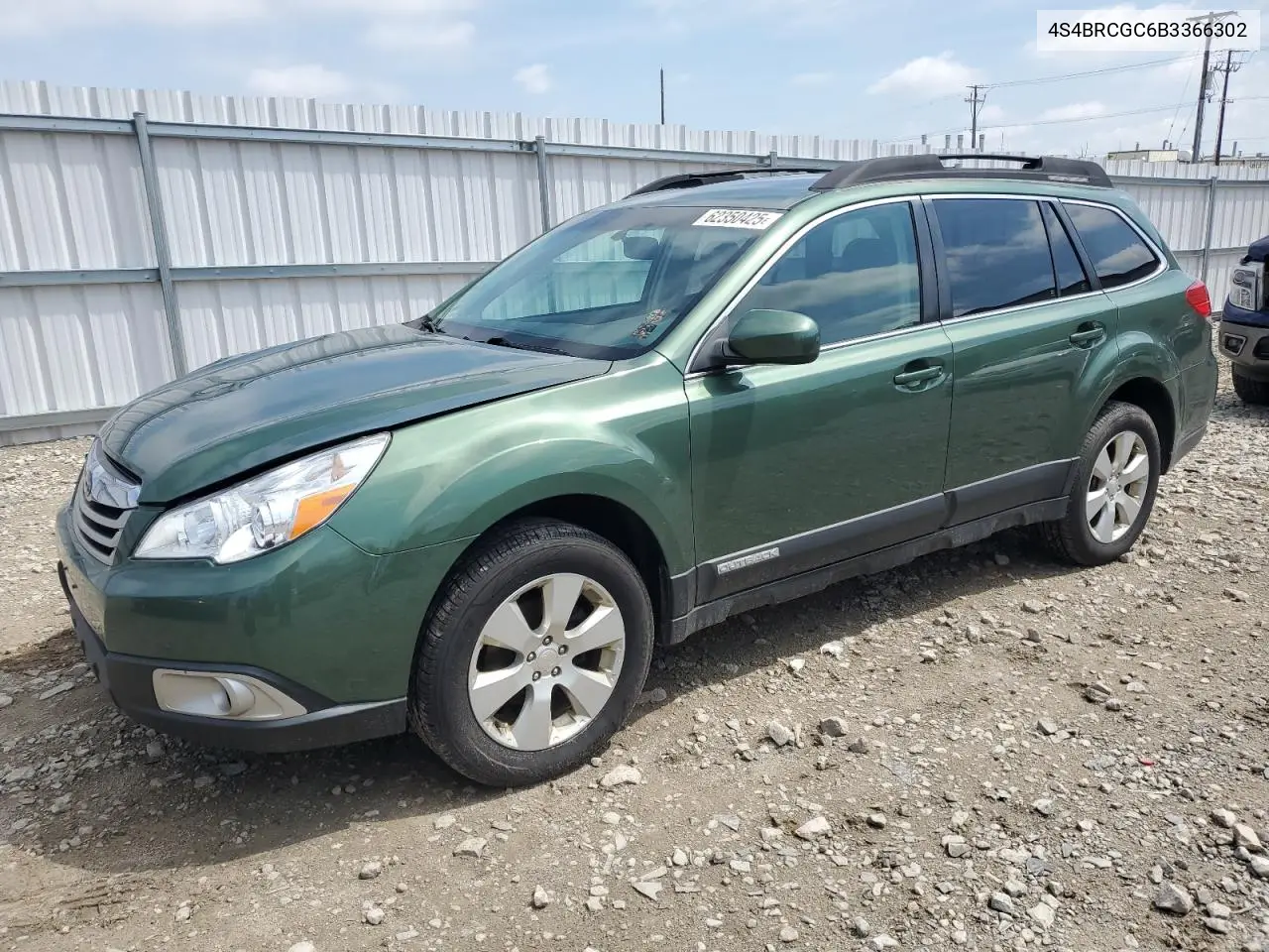 2011 Subaru Outback 2.5I Premium VIN: 4S4BRCGC6B3366302 Lot: 62350425