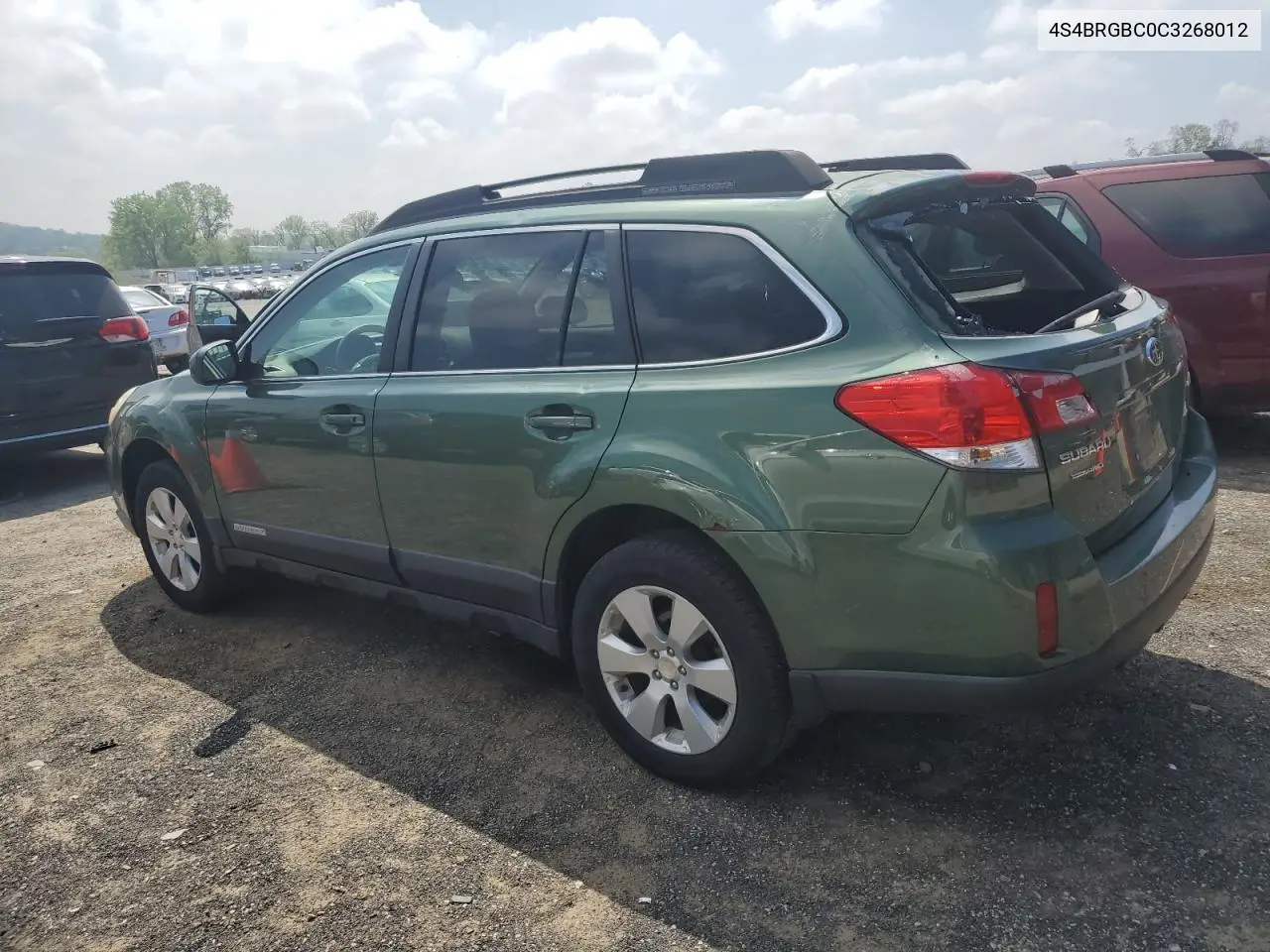 2012 Subaru Outback 2.5I Premium VIN: 4S4BRGBC0C3268012 Lot: 55421545