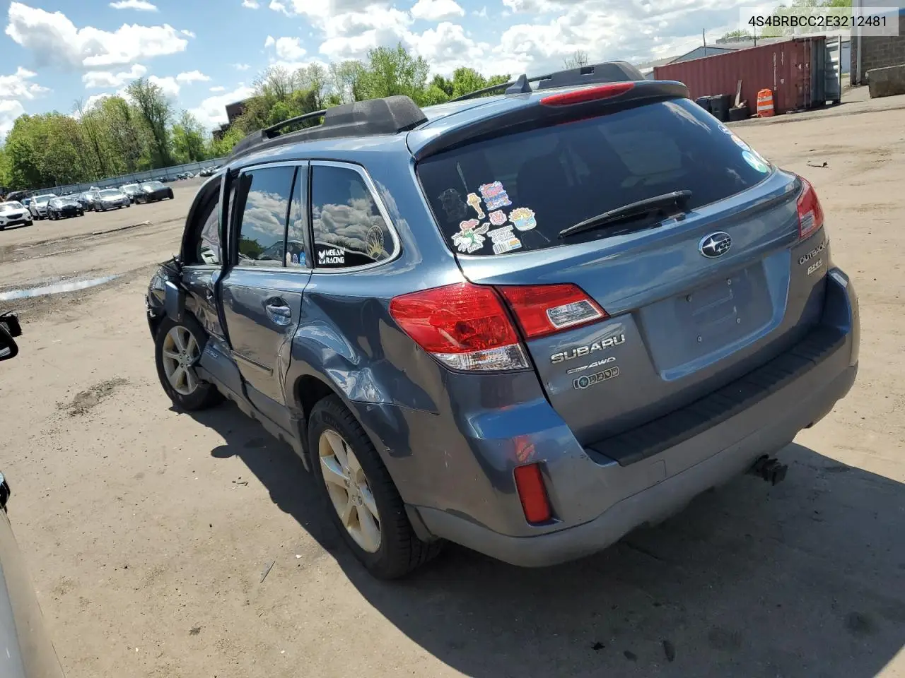 2014 Subaru Outback 2.5I Premium VIN: 4S4BRBCC2E3212481 Lot: 55750825