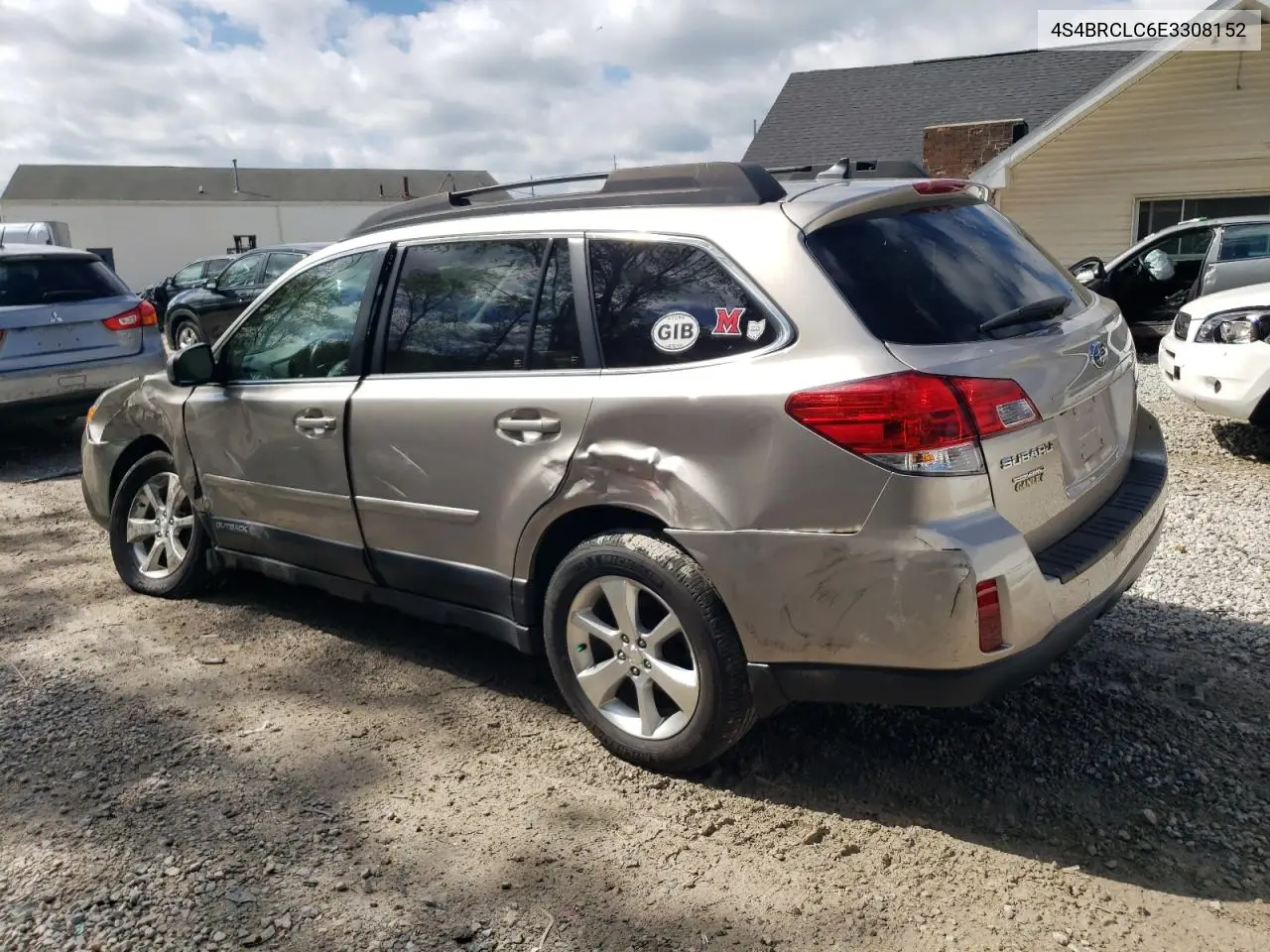2014 Subaru Outback 2.5I Limited VIN: 4S4BRCLC6E3308152 Lot: 56775585