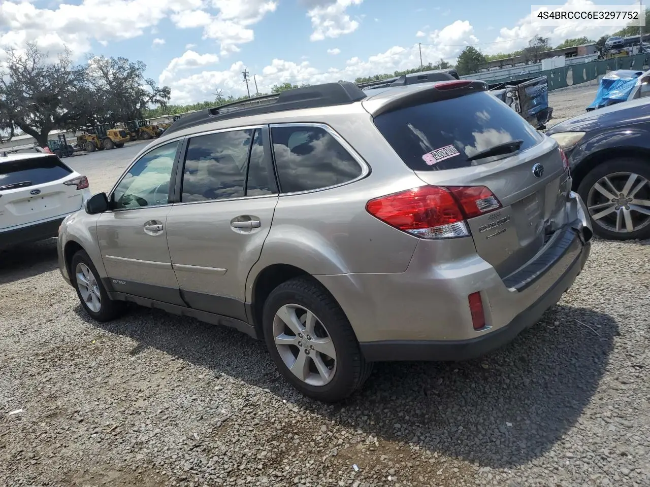 2014 Subaru Outback 2.5I Premium VIN: 4S4BRCCC6E3297752 Lot: 56890305