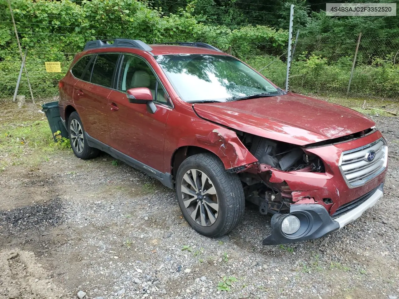 2015 Subaru Outback 2.5I Limited VIN: 4S4BSAJC2F3352520 Lot: 62532805