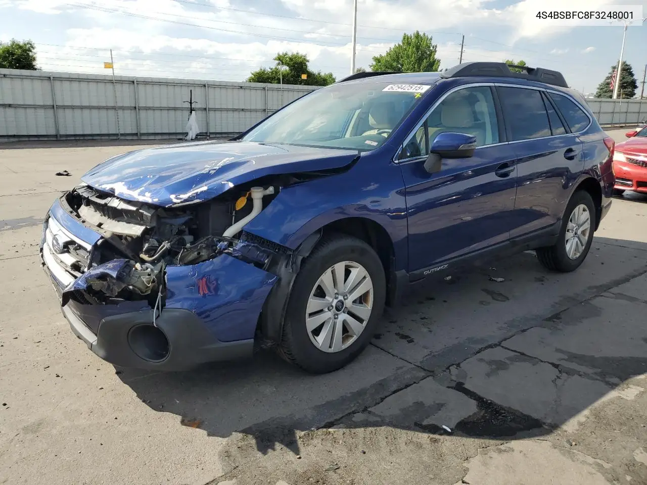 2015 Subaru Outback 2.5I Premium VIN: 4S4BSBFC8F3248001 Lot: 62942515