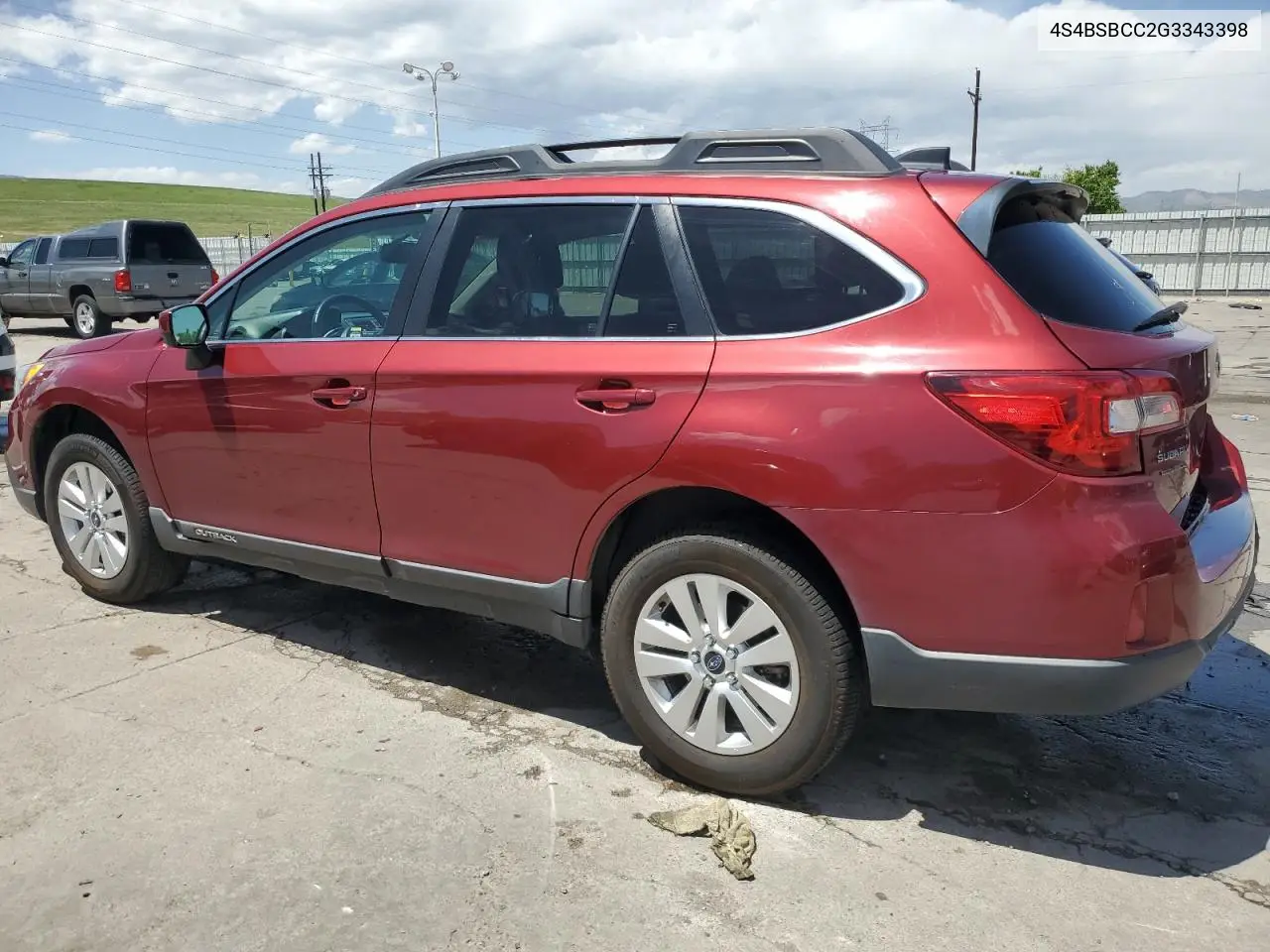 2016 Subaru Outback 2.5I Premium VIN: 4S4BSBCC2G3343398 Lot: 56355625