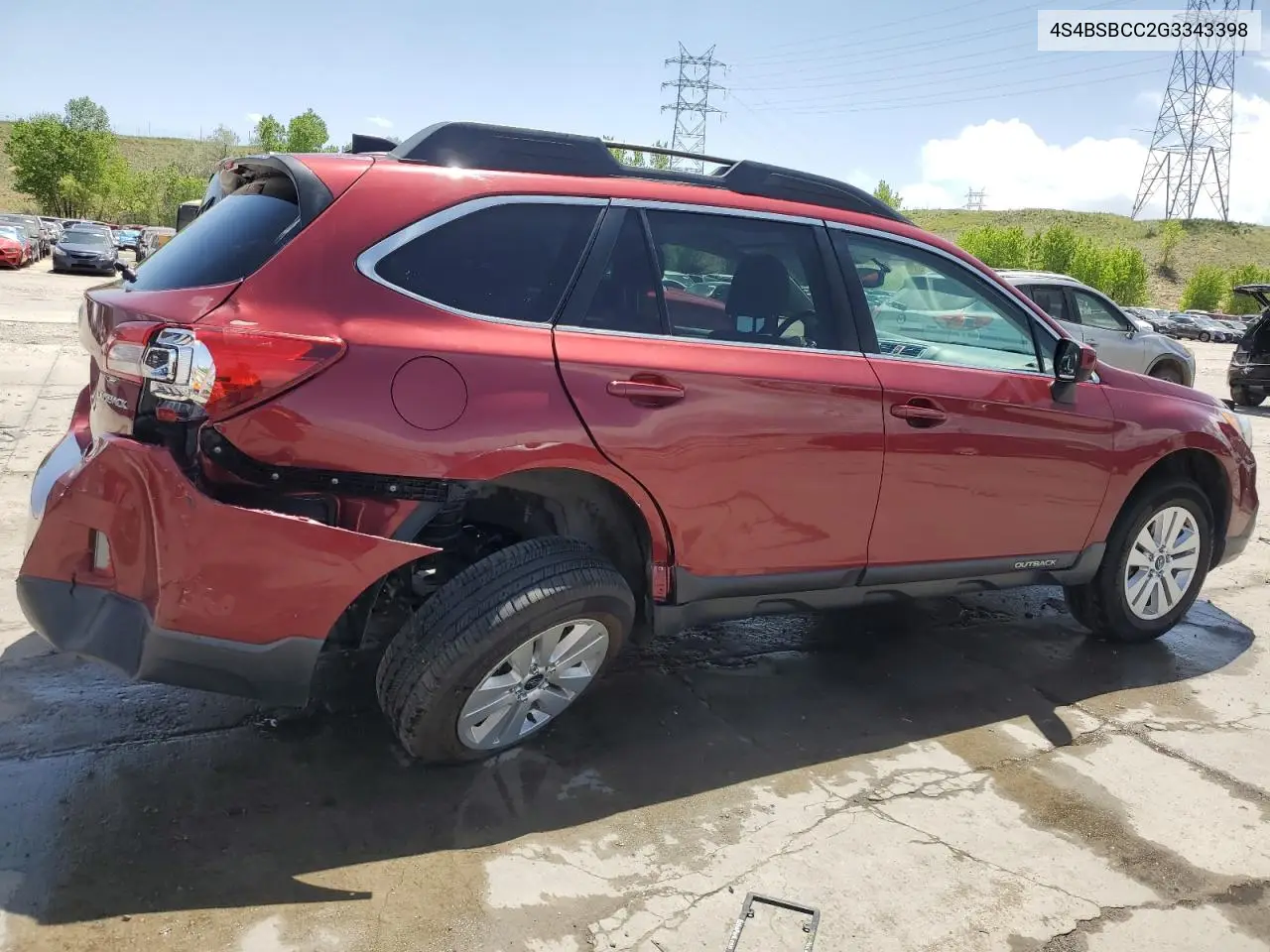 2016 Subaru Outback 2.5I Premium VIN: 4S4BSBCC2G3343398 Lot: 56355625