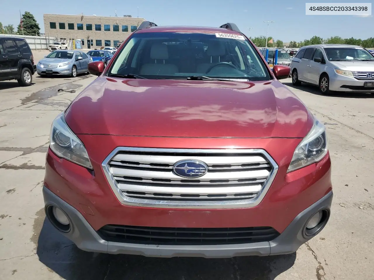 2016 Subaru Outback 2.5I Premium VIN: 4S4BSBCC2G3343398 Lot: 56355625