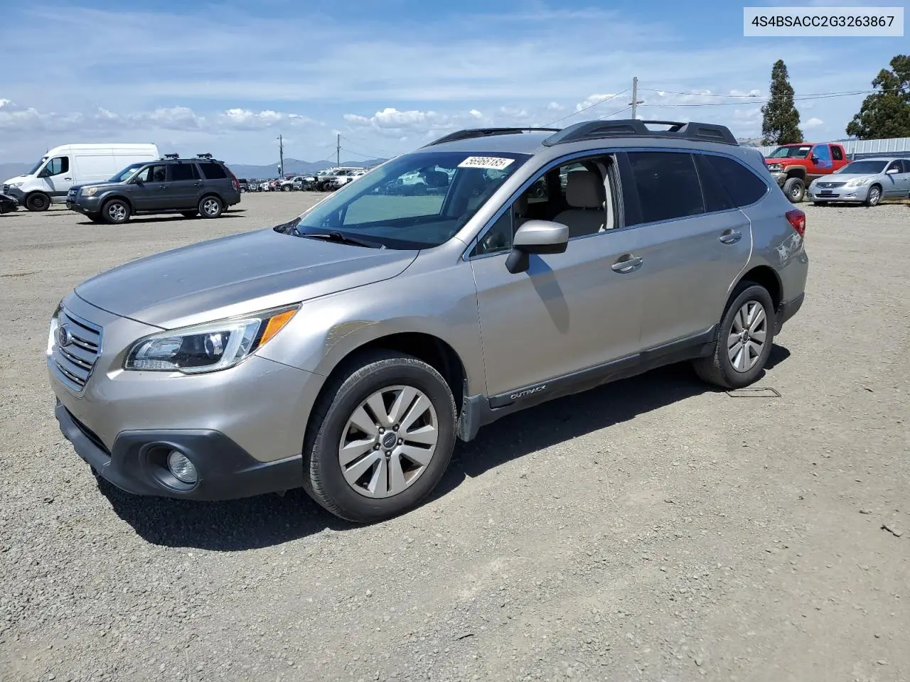 2016 Subaru Outback 2.5I Premium VIN: 4S4BSACC2G3263867 Lot: 56966185