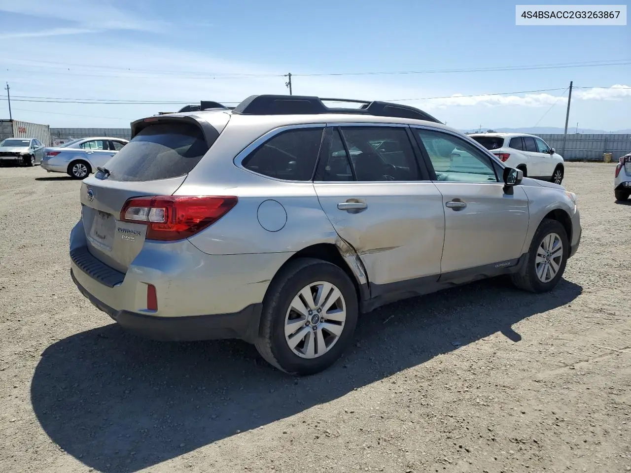 2016 Subaru Outback 2.5I Premium VIN: 4S4BSACC2G3263867 Lot: 56966185