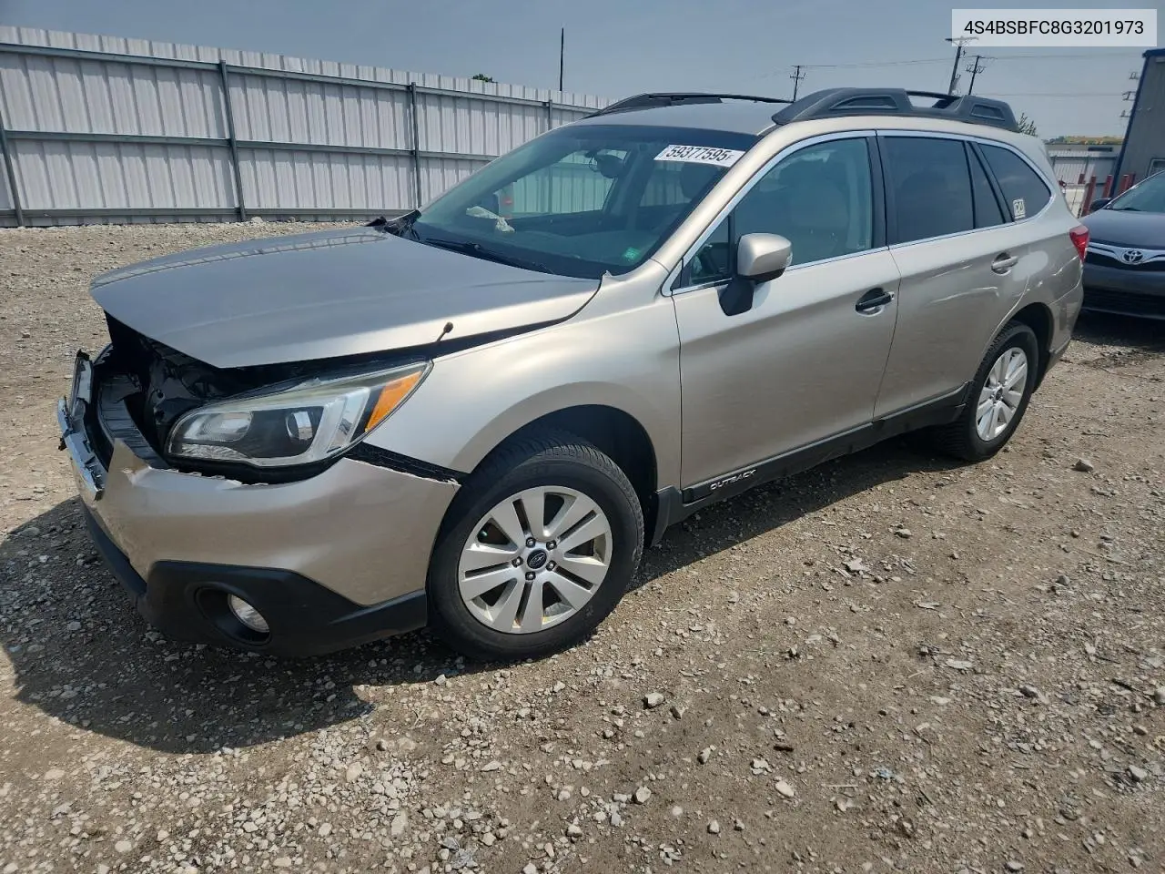 2016 Subaru Outback 2.5I Premium VIN: 4S4BSBFC8G3201973 Lot: 59377595