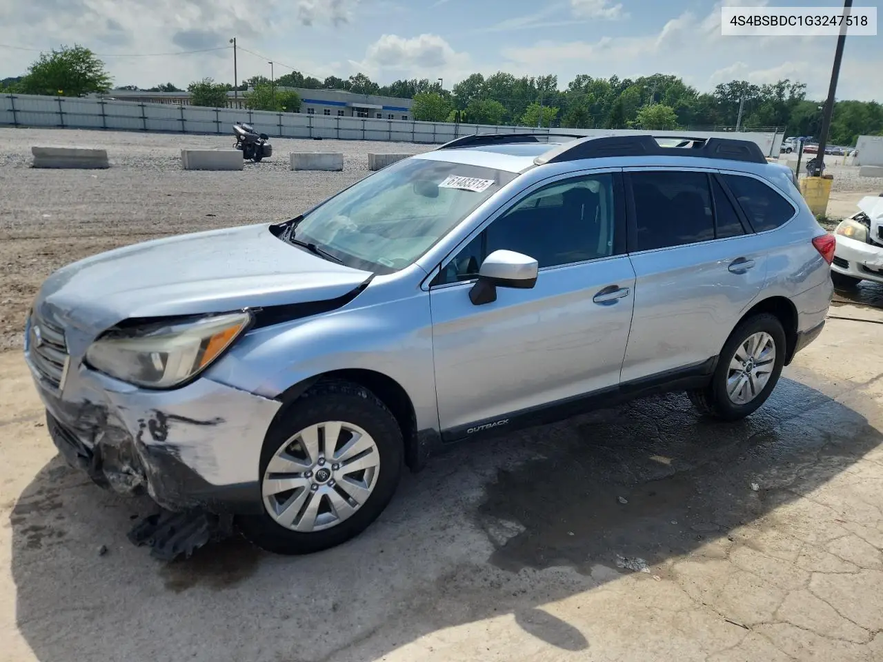 2016 Subaru Outback 2.5I Premium VIN: 4S4BSBDC1G3247518 Lot: 61483315