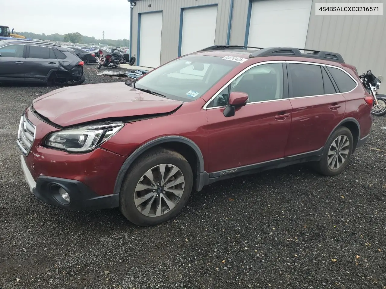 2016 Subaru Outback 2.5I Limited VIN: 4S4BSALCXG3216571 Lot: 62816435