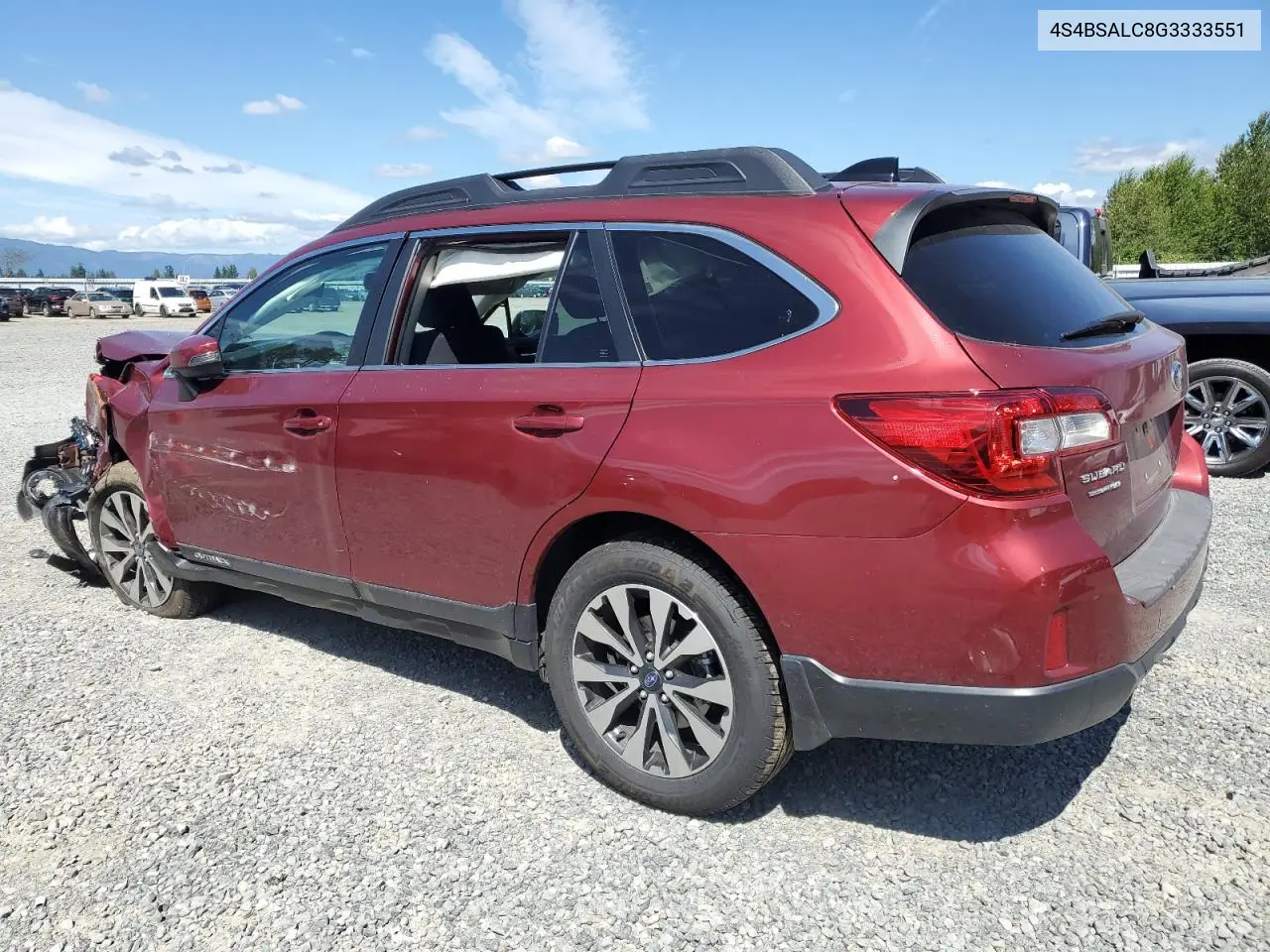 2016 Subaru Outback 2.5I Limited VIN: 4S4BSALC8G3333551 Lot: 63644565
