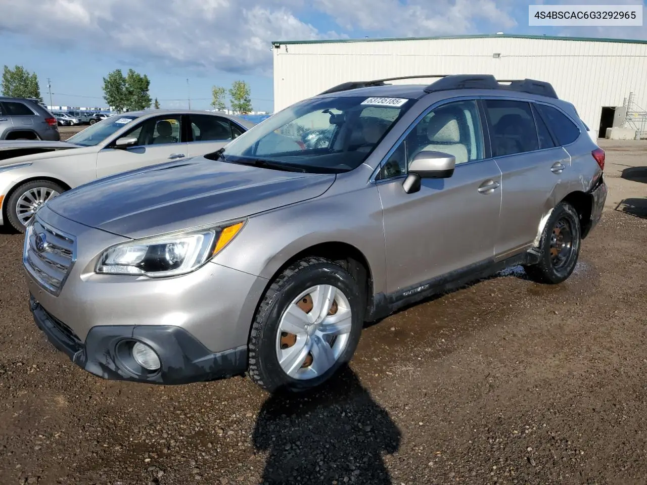 2016 Subaru Outback 2.5I VIN: 4S4BSCAC6G3292965 Lot: 63735185