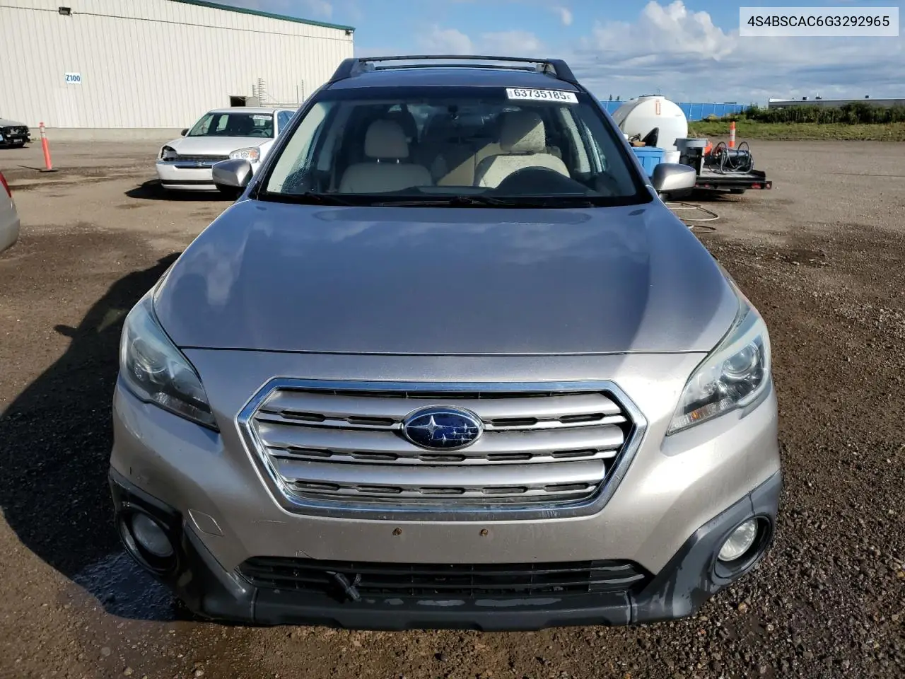 2016 Subaru Outback 2.5I VIN: 4S4BSCAC6G3292965 Lot: 63735185