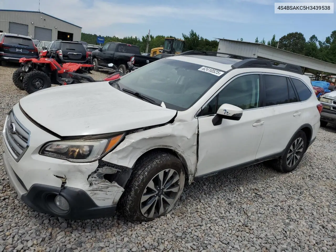 2017 Subaru Outback 2.5I Limited VIN: 4S4BSAKC5H3439538 Lot: 62410525