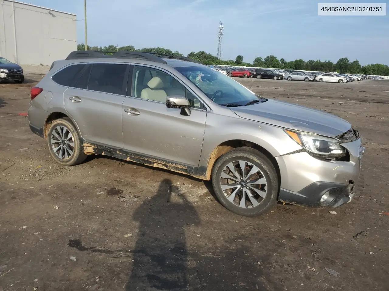 2017 Subaru Outback 2.5I Limited VIN: 4S4BSANC2H3240751 Lot: 62690675
