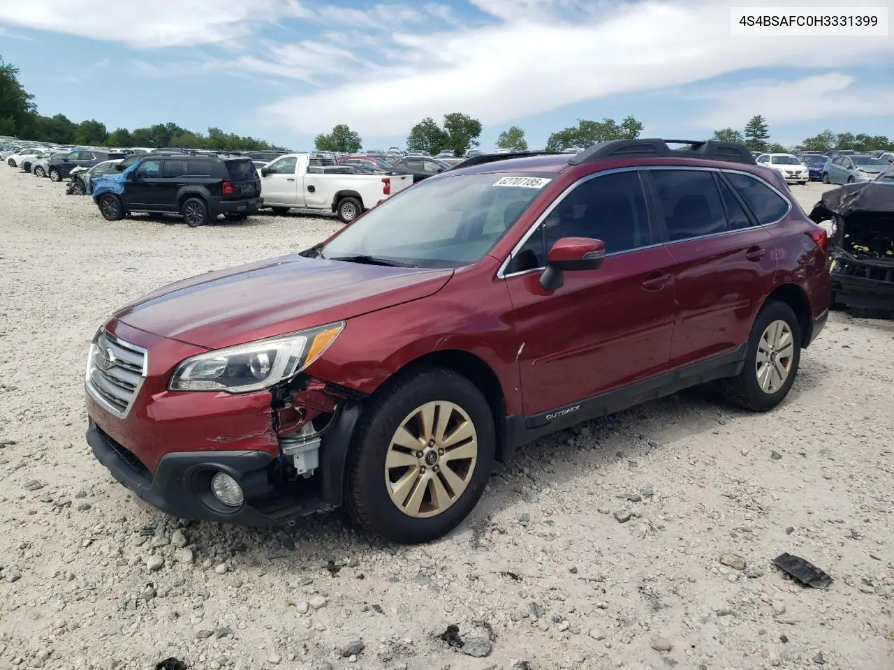2017 Subaru Outback 2.5I Premium VIN: 4S4BSAFC0H3331399 Lot: 62707185