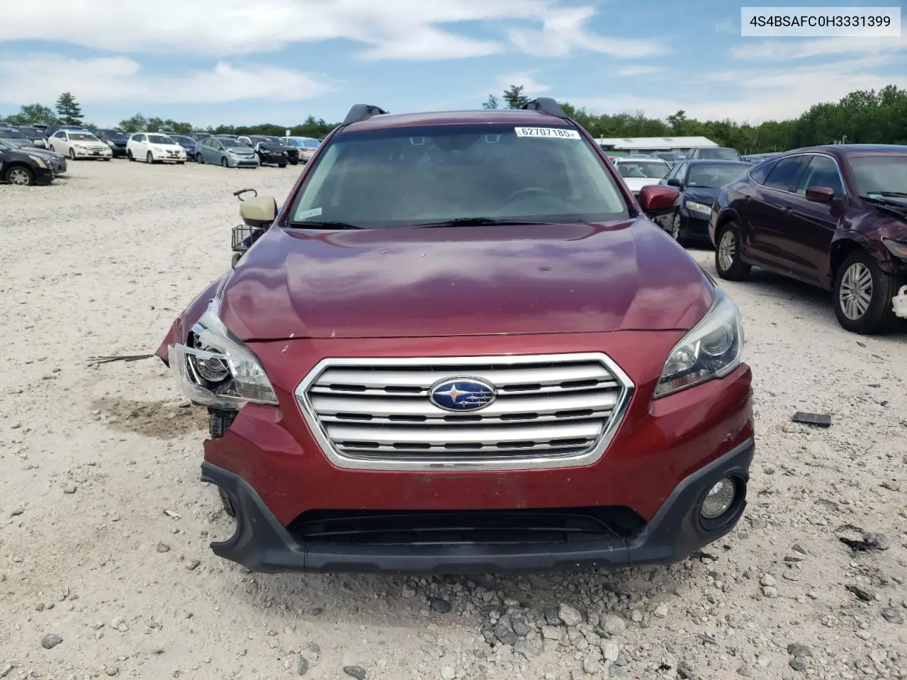 2017 Subaru Outback 2.5I Premium VIN: 4S4BSAFC0H3331399 Lot: 62707185