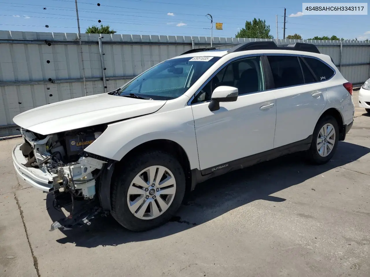 2017 Subaru Outback 2.5I Premium VIN: 4S4BSAHC6H3343117 Lot: 63051035
