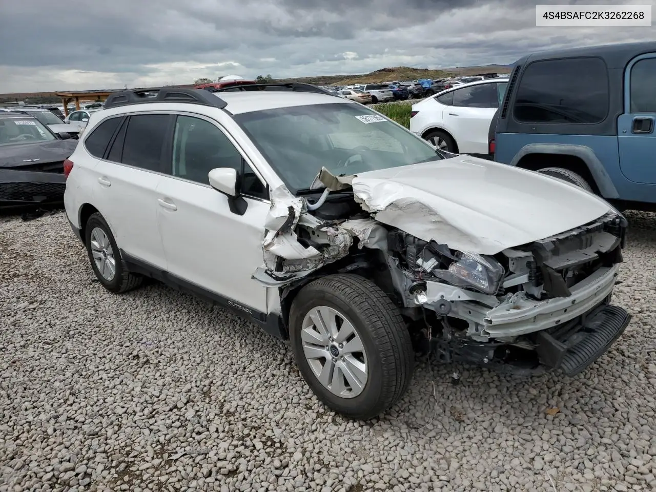 2019 Subaru Outback 2.5I Premium VIN: 4S4BSAFC2K3262268 Lot: 56177965