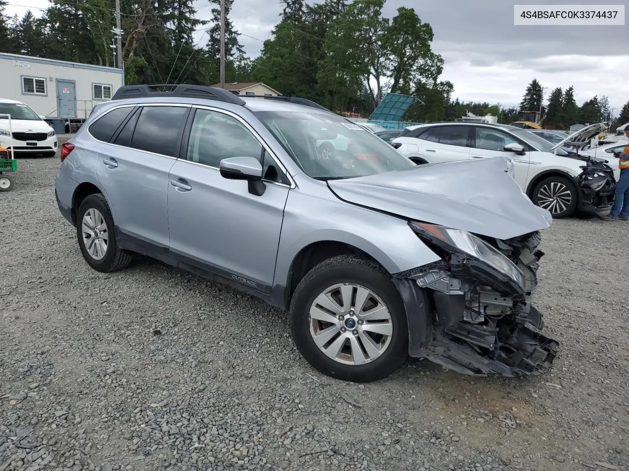 2019 Subaru Outback 2.5I Premium VIN: 4S4BSAFC0K3374437 Lot: 56987415