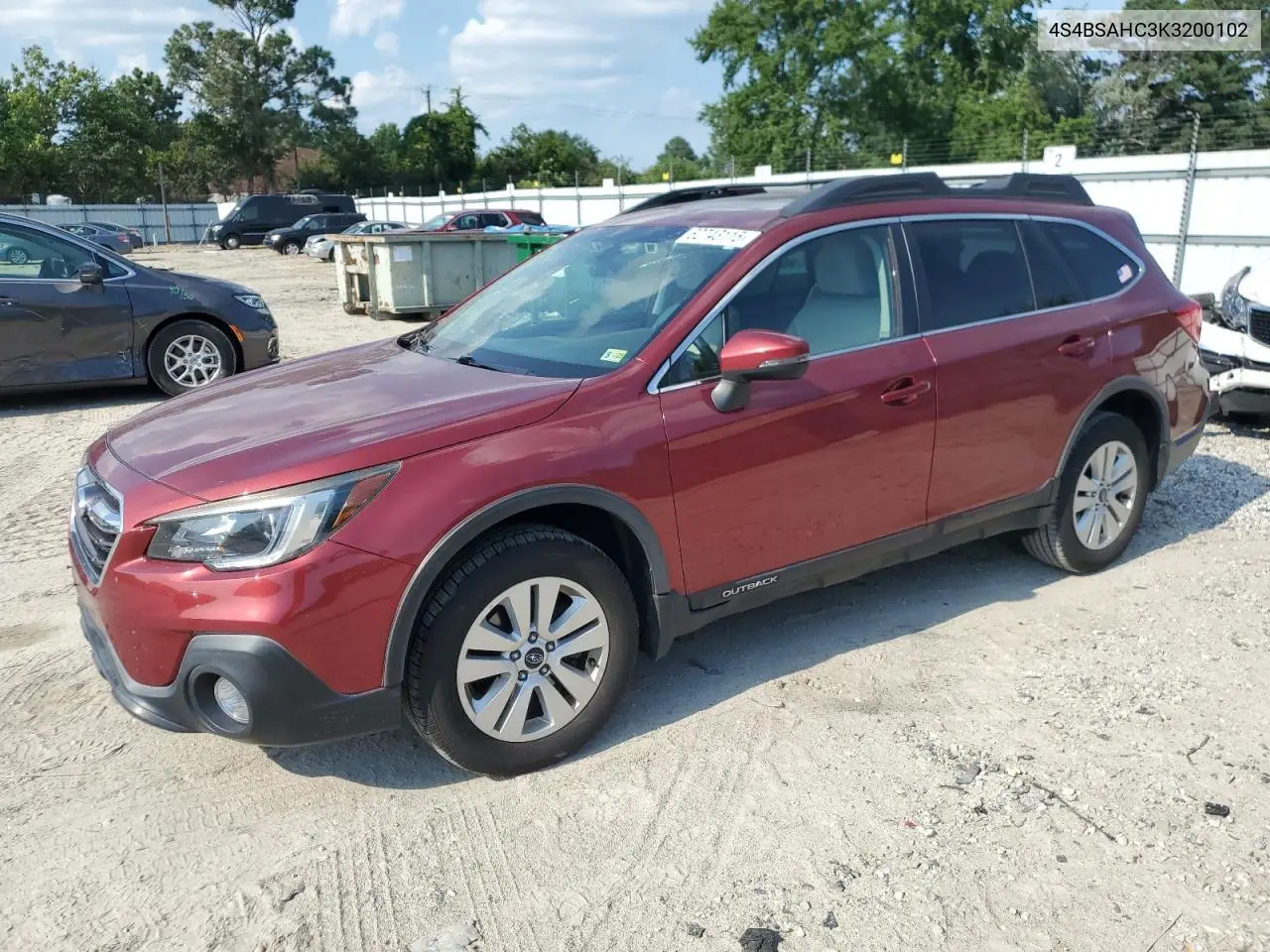 2019 Subaru Outback 2.5I Premium VIN: 4S4BSAHC3K3200102 Lot: 62743115