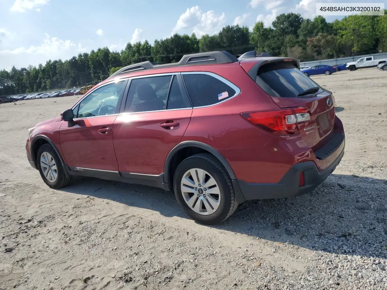 2019 Subaru Outback 2.5I Premium VIN: 4S4BSAHC3K3200102 Lot: 62743115