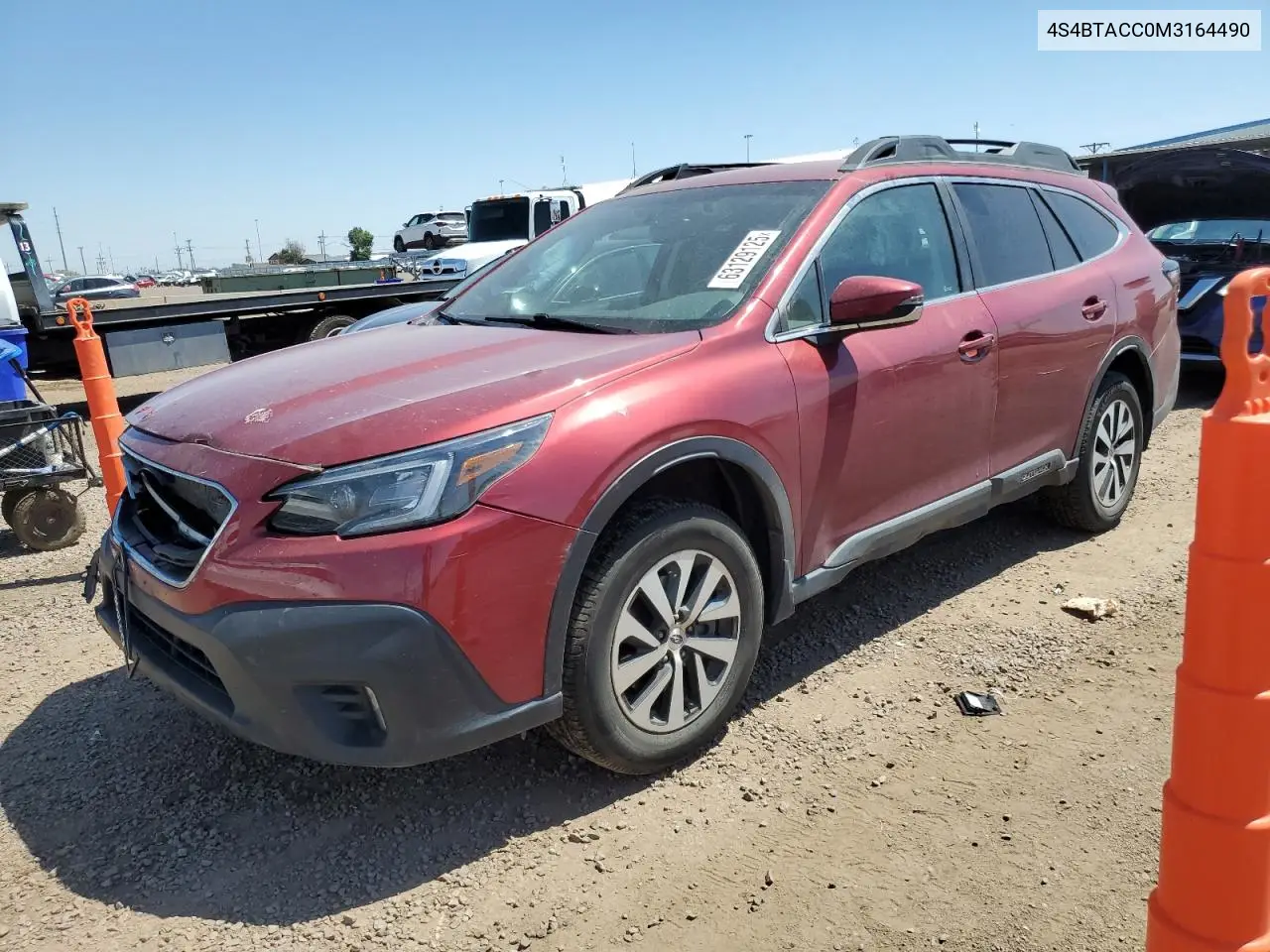 2021 Subaru Outback Premium VIN: 4S4BTACC0M3164490 Lot: 63129125