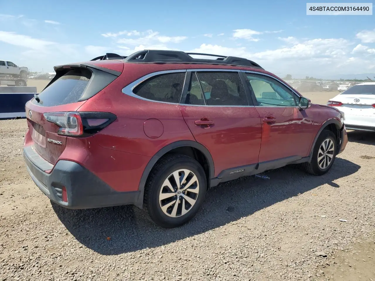2021 Subaru Outback Premium VIN: 4S4BTACC0M3164490 Lot: 63129125