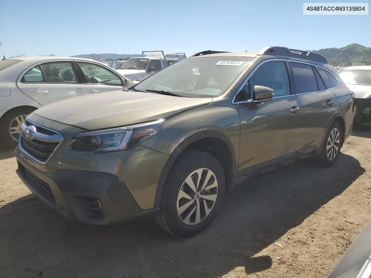 2022 Subaru Outback Premium VIN: 4S4BTACC4N3135804 Lot: 50265825