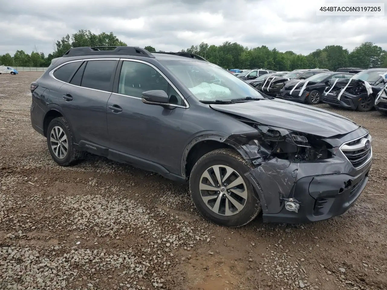 2022 Subaru Outback Premium VIN: 4S4BTACC6N3197205 Lot: 61657005