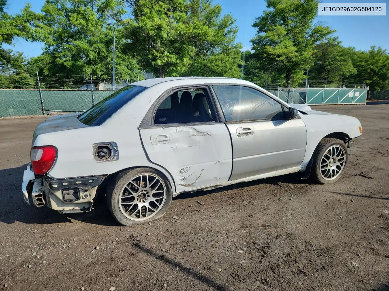 2002 Subaru Impreza Wrx VIN: JF1GD29602G504120 Lot: 58150135