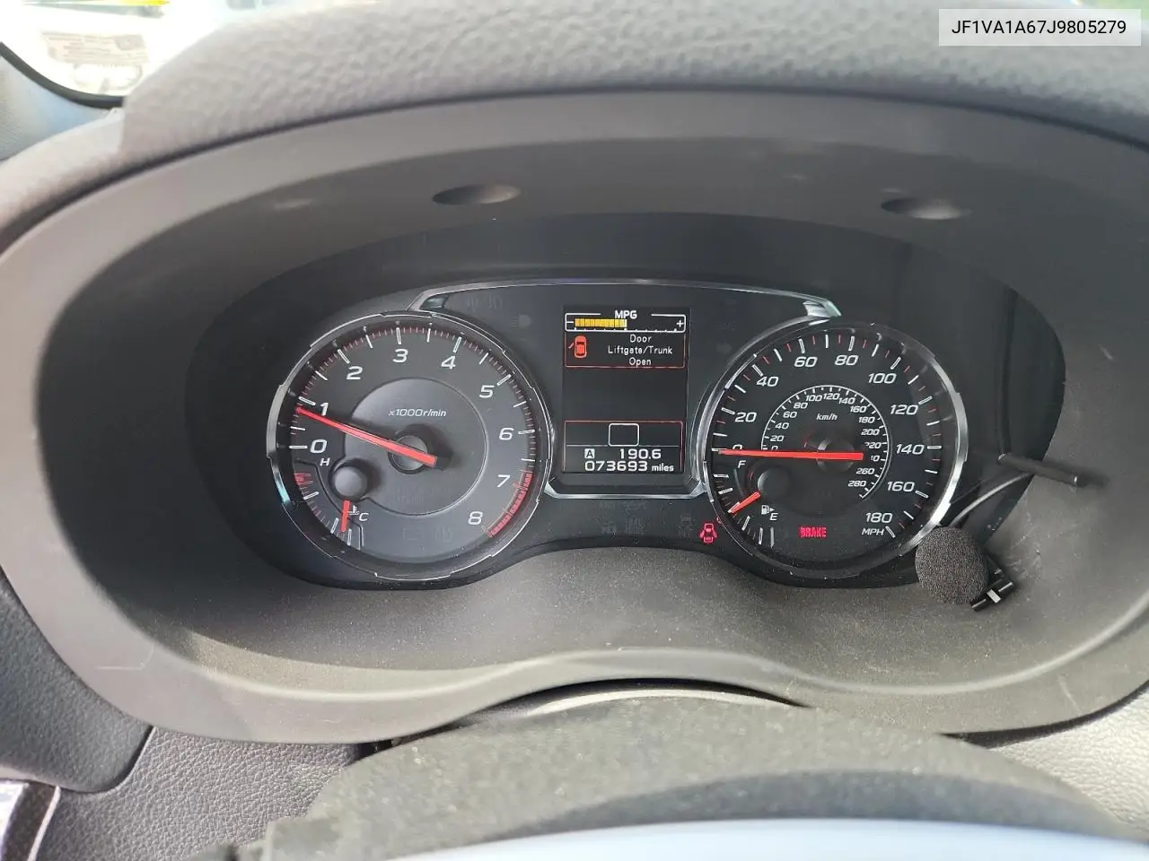 2018 Subaru Wrx VIN: JF1VA1A67J9805279 Lot: 62995255