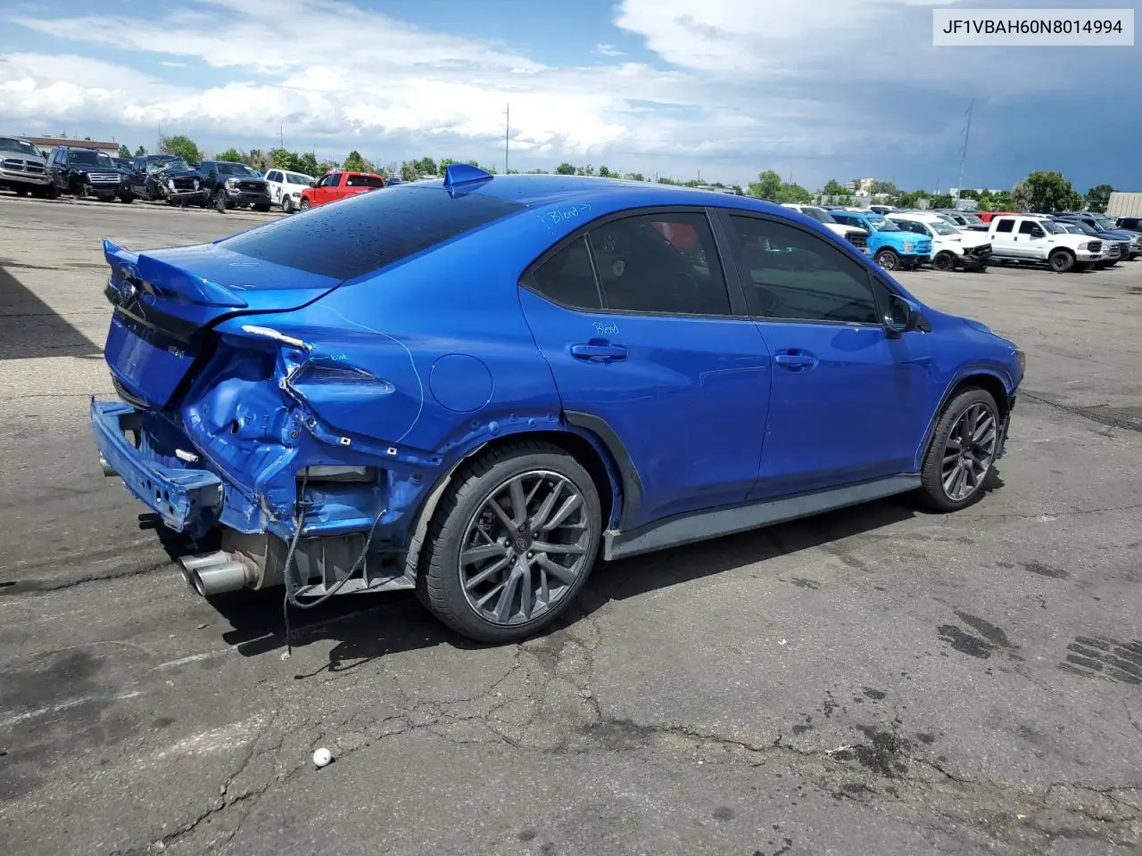 2022 Subaru Wrx Premium VIN: JF1VBAH60N8014994 Lot: 58999515