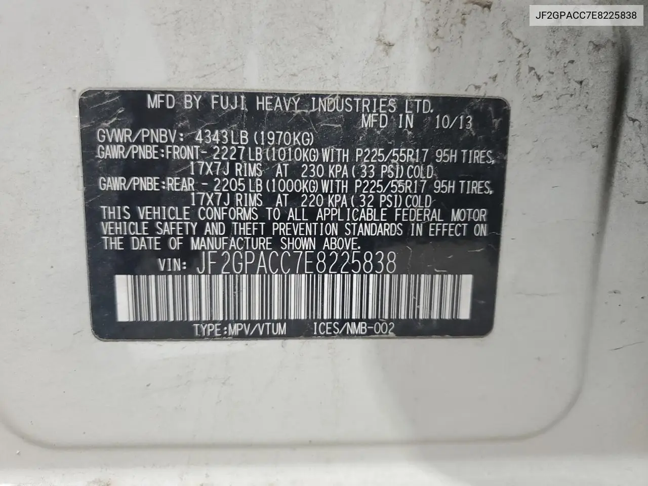 2014 Subaru Xv Crosstrek 2.0 Premium VIN: JF2GPACC7E8225838 Lot: 57021585