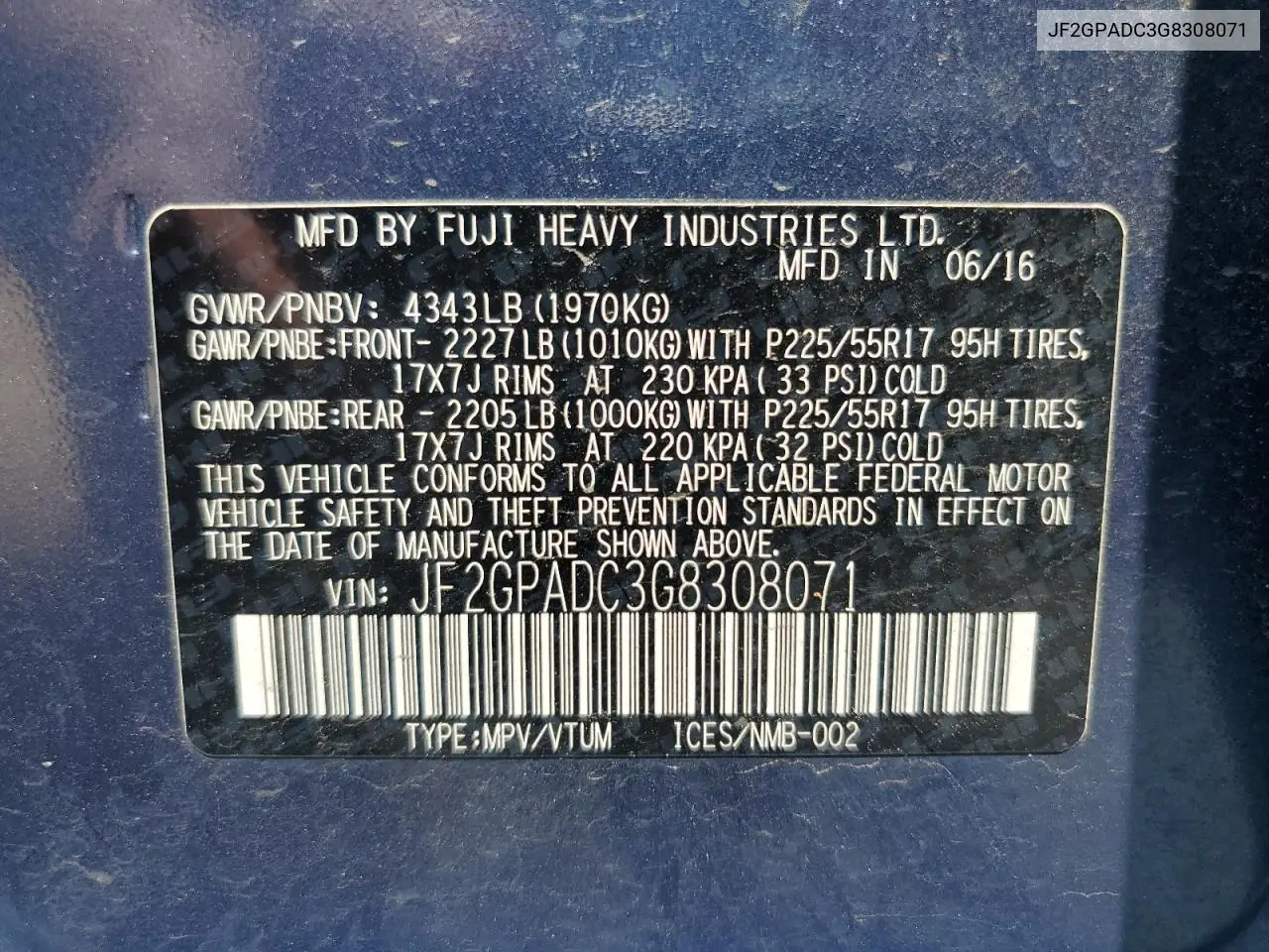 2016 Subaru Crosstrek Premium VIN: JF2GPADC3G8308071 Lot: 62567245