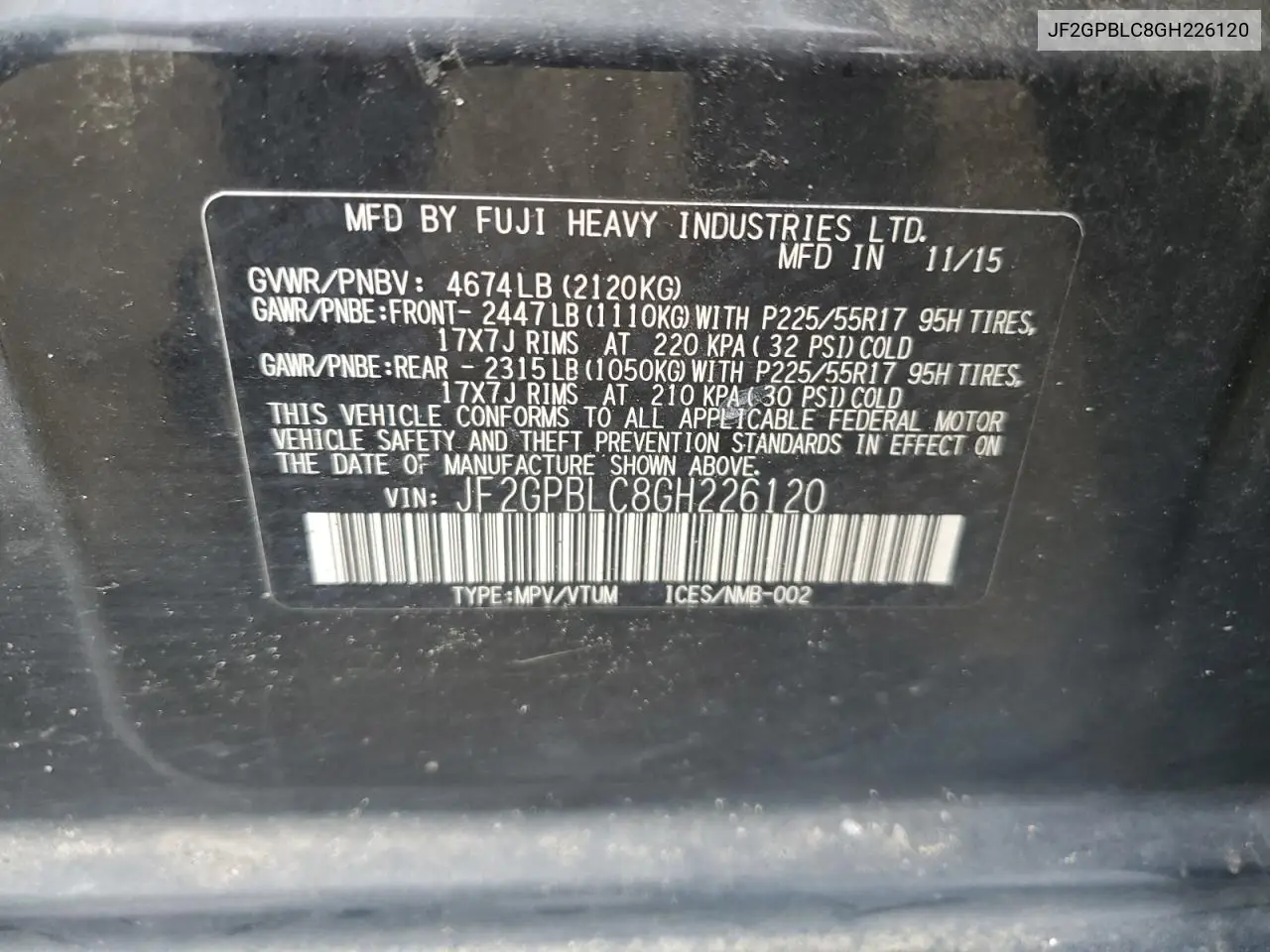 2016 Subaru Crosstrek 2.0I Hybrid Touring VIN: JF2GPBLC8GH226120 Lot: 62836425