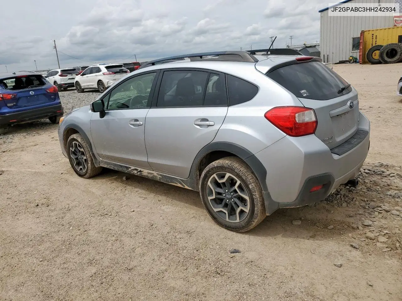 2017 Subaru Crosstrek Premium VIN: JF2GPABC3HH242934 Lot: 62188655