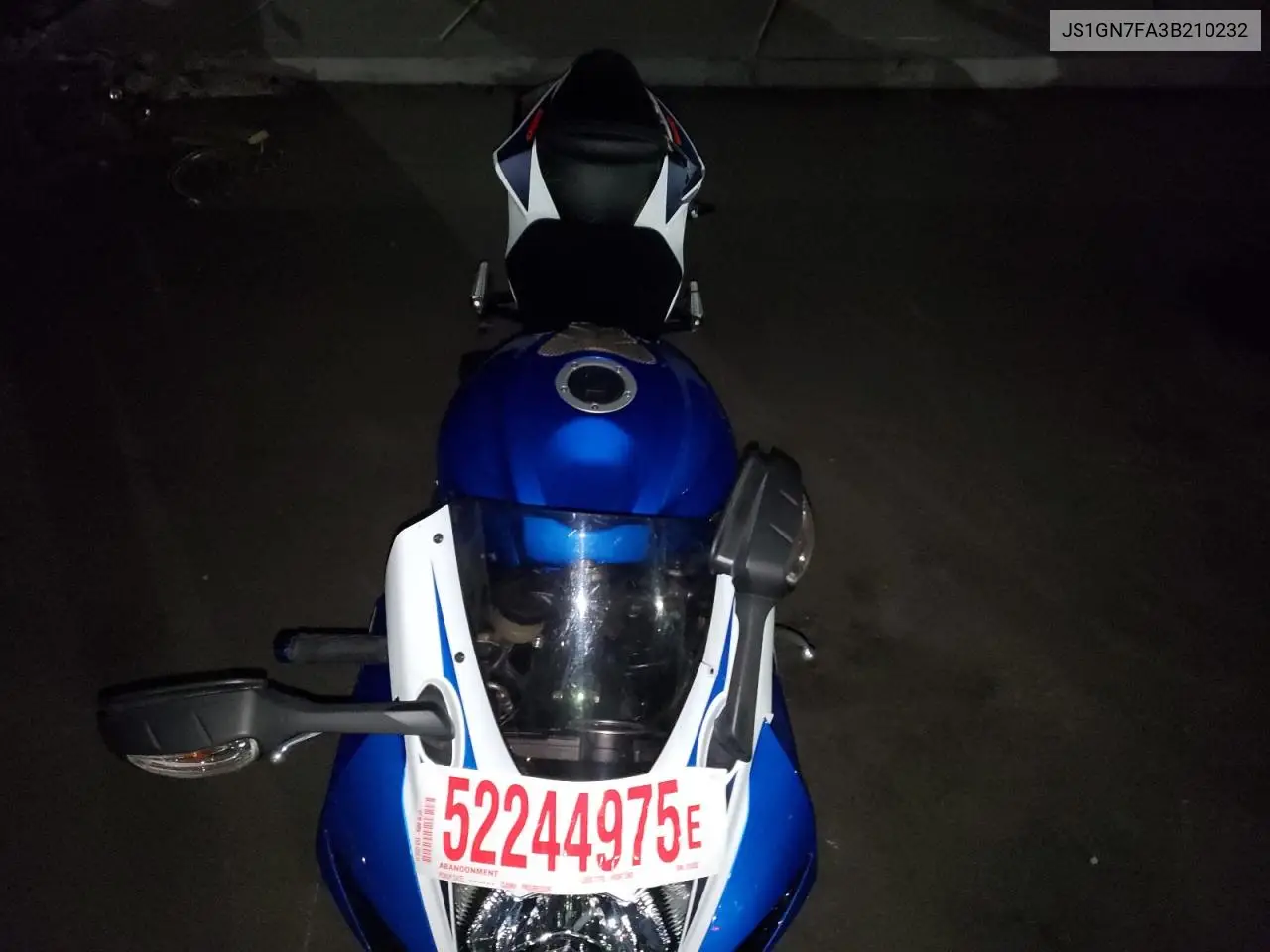 2011 Suzuki Gsx-R600 VIN: JS1GN7FA3B210232 Lot: 52244975