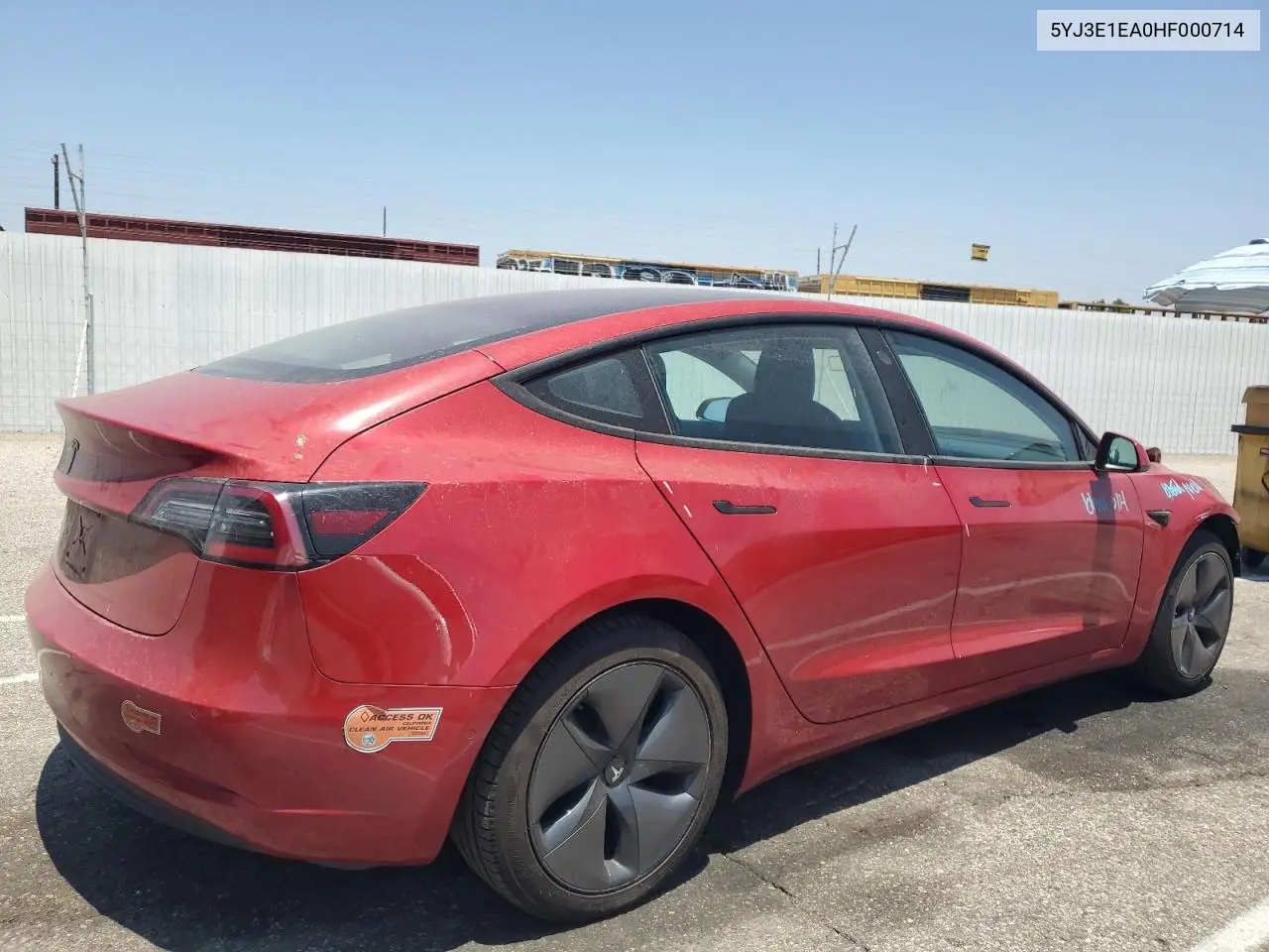 2017 Tesla Model 3 VIN: 5YJ3E1EA0HF000714 Lot: 63480125