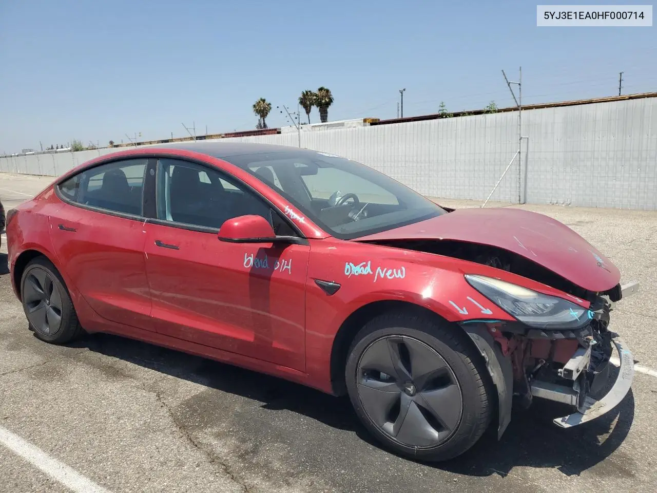 2017 Tesla Model 3 VIN: 5YJ3E1EA0HF000714 Lot: 63480125
