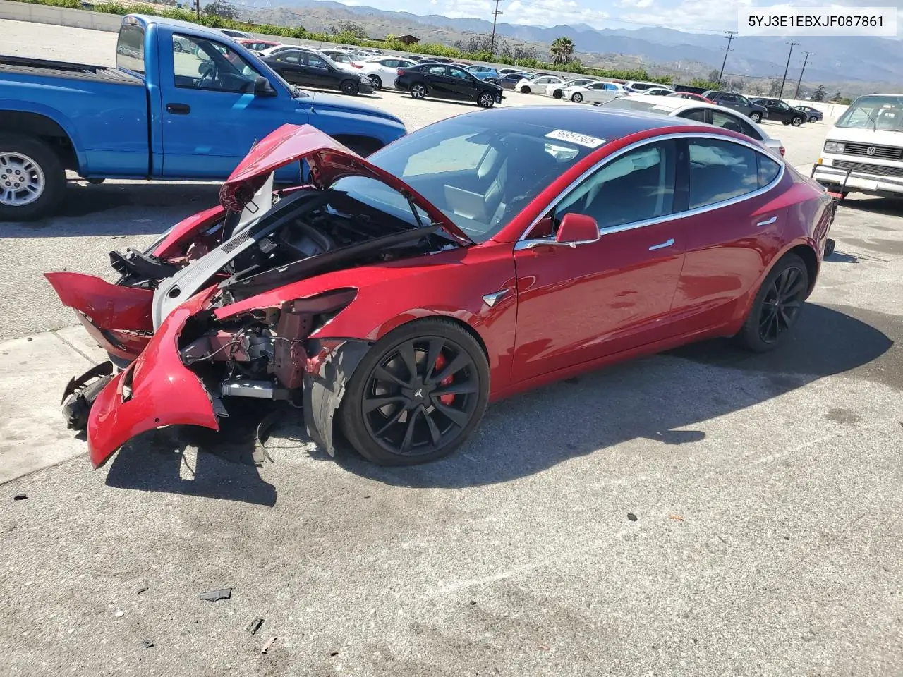 2018 Tesla Model 3 VIN: 5YJ3E1EBXJF087861 Lot: 56951505