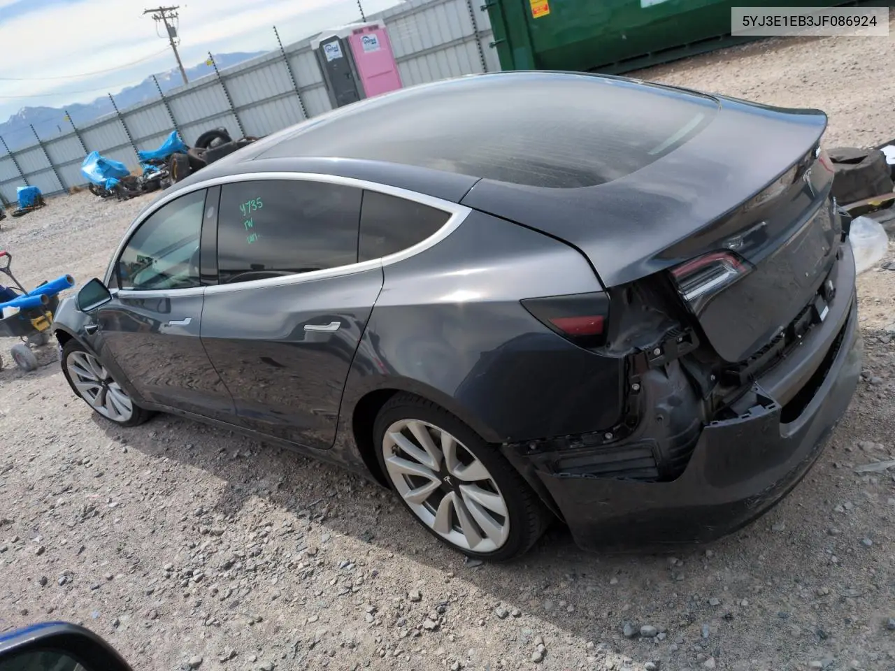 2018 Tesla Model 3 VIN: 5YJ3E1EB3JF086924 Lot: 61209845