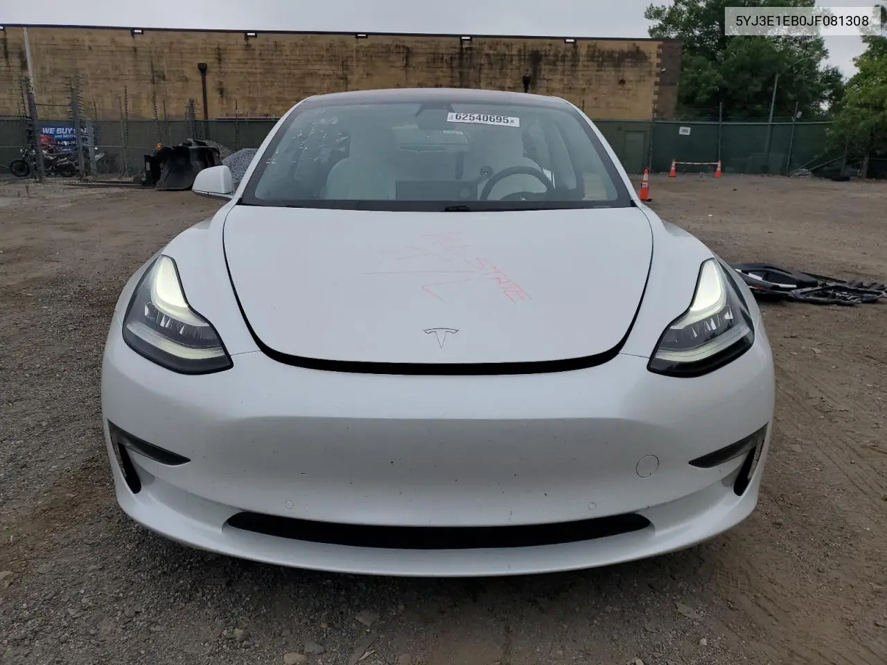 2018 Tesla Model 3 VIN: 5YJ3E1EB0JF081308 Lot: 62540695