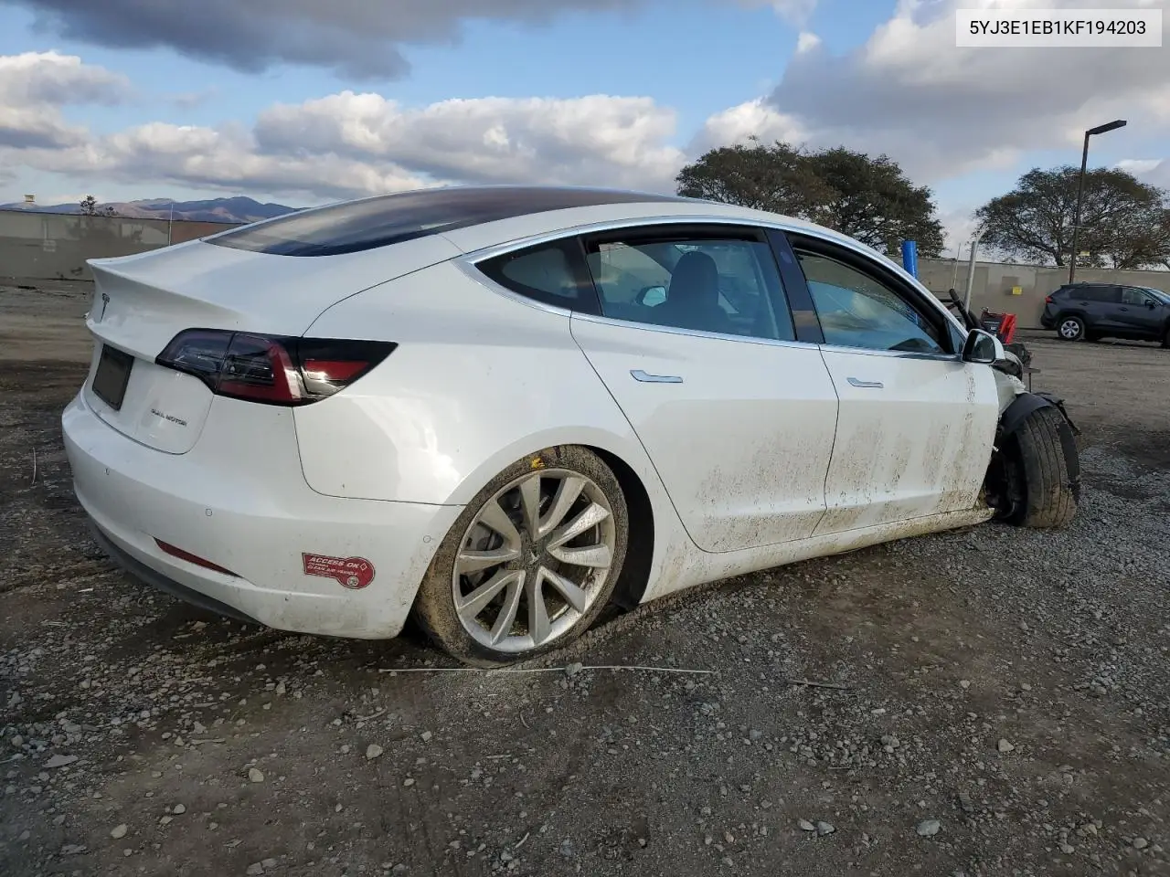 2019 Tesla Model 3 VIN: 5YJ3E1EB1KF194203 Lot: 43067465
