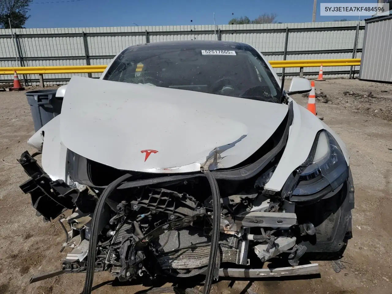 2019 Tesla Model 3 VIN: 5YJ3E1EA7KF484596 Lot: 52517865