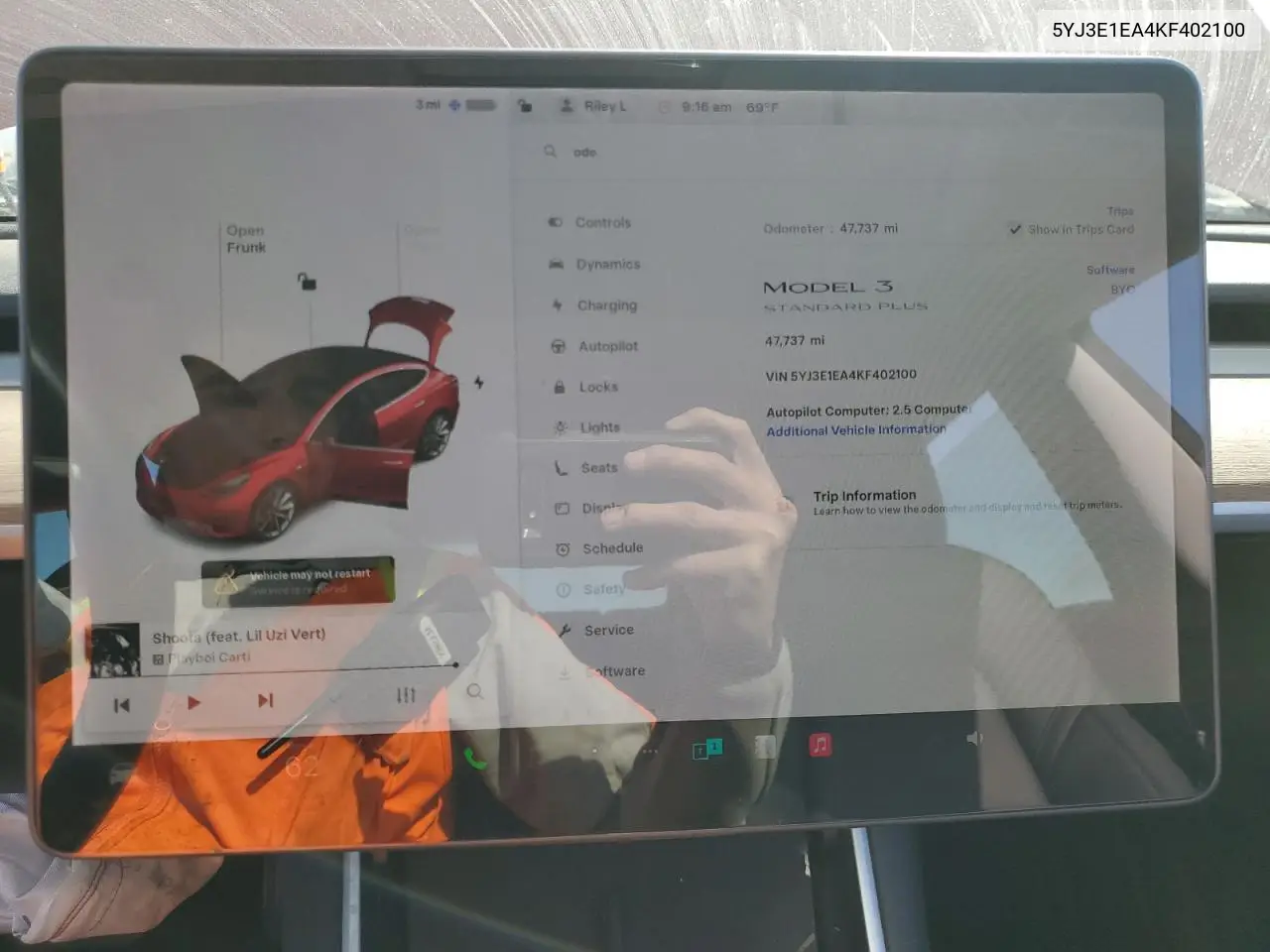 2019 Tesla Model 3 VIN: 5YJ3E1EA4KF402100 Lot: 59715935