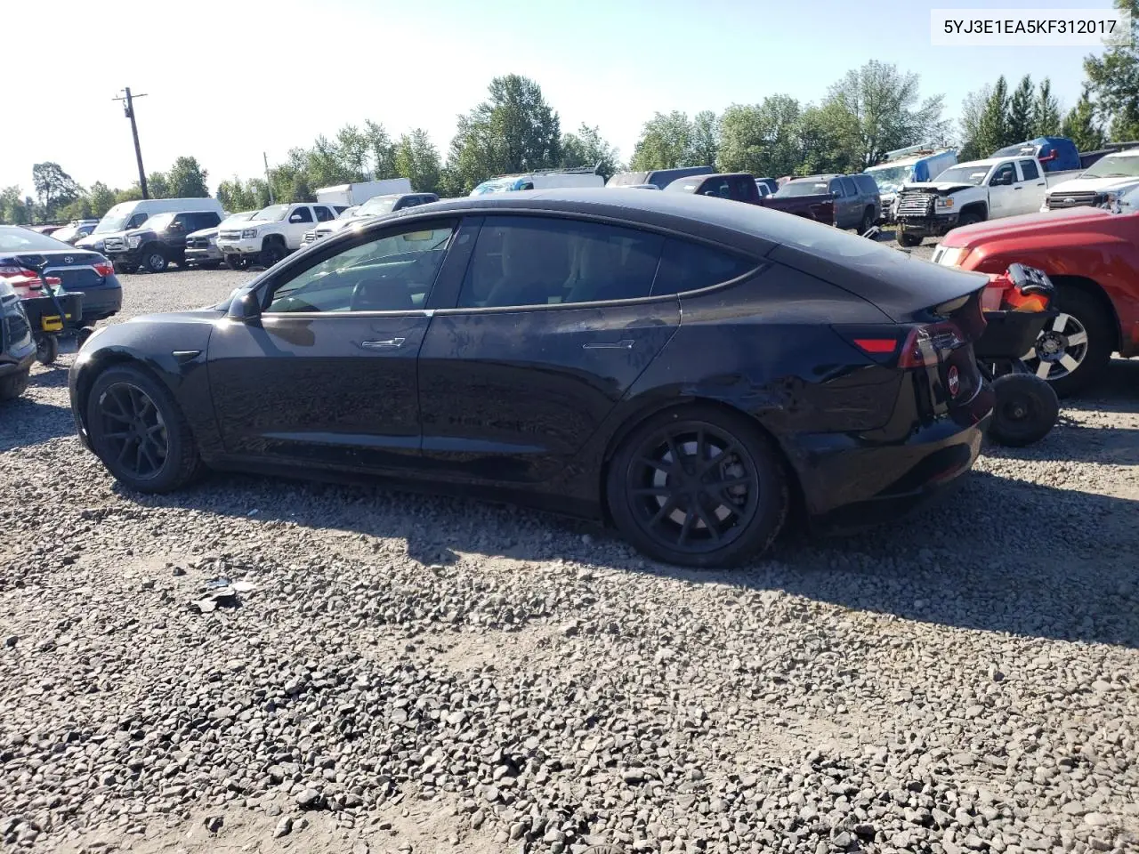 2019 Tesla Model 3 VIN: 5YJ3E1EA5KF312017 Lot: 63524345